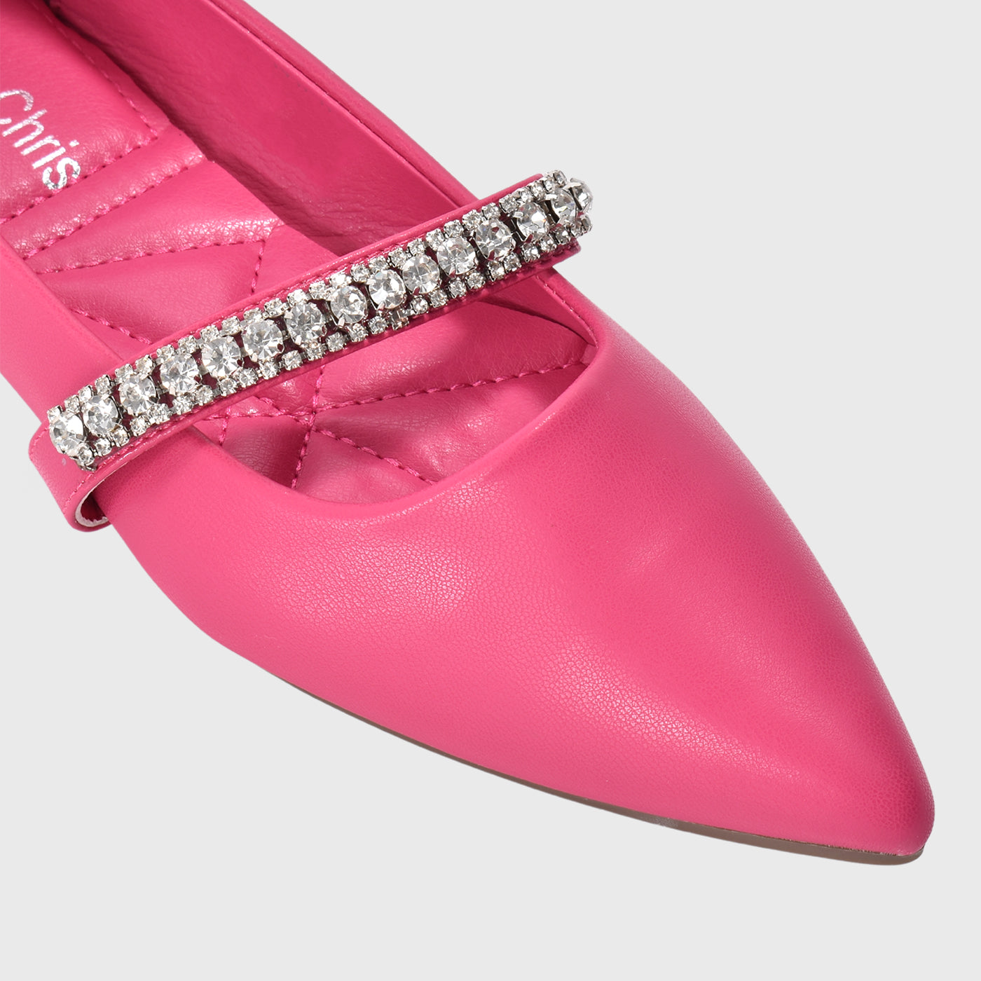 Fuchsia Leather Flat Shoe With Shiny Buckle Melouk
